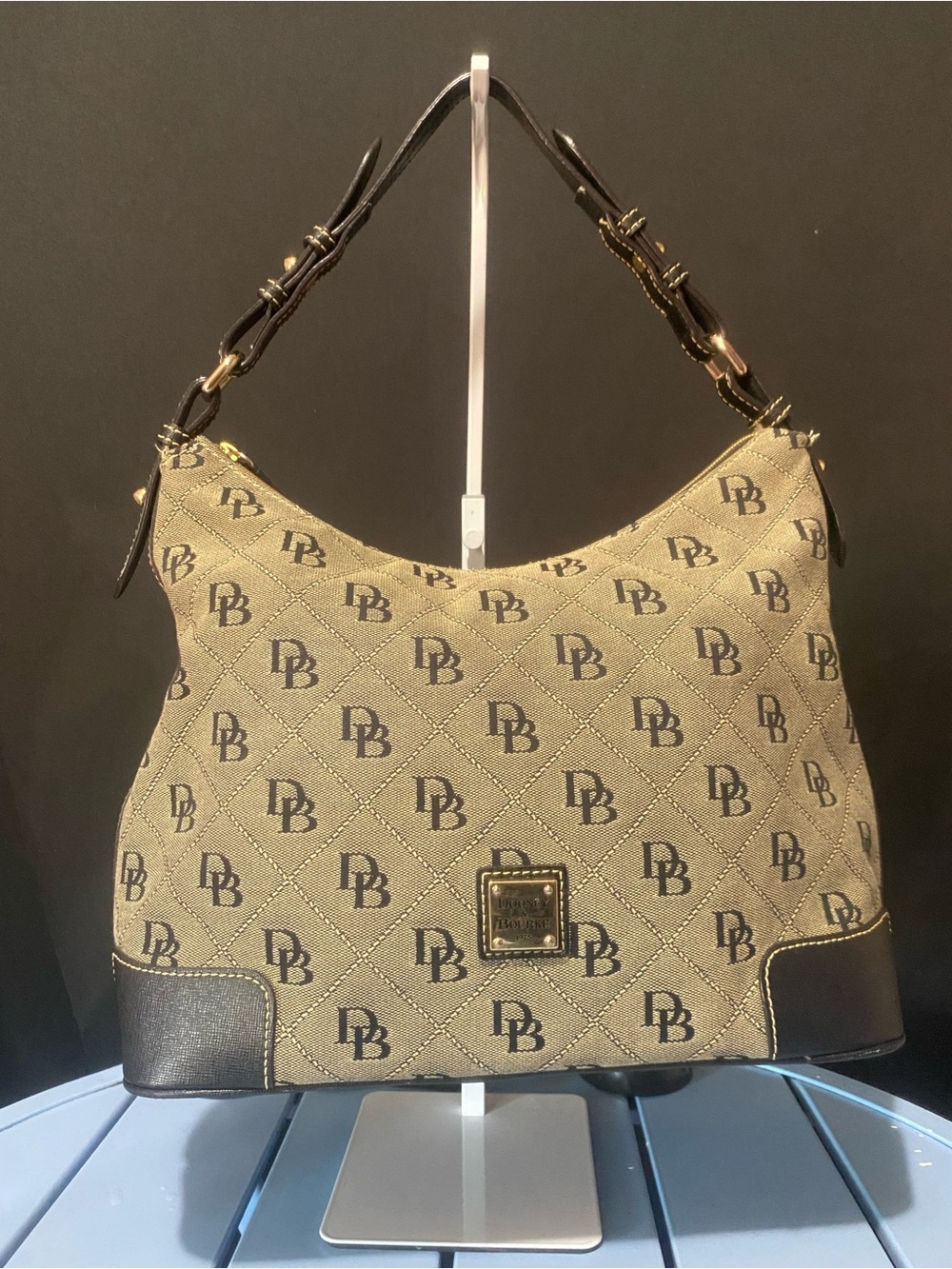 Vintage Dooney & Bourke Boho Canvas BD Monogram Pattern